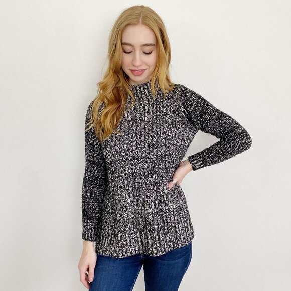 ZARA KNIT Black & White Turtleneck Sweater Small - Picture 1 of 3